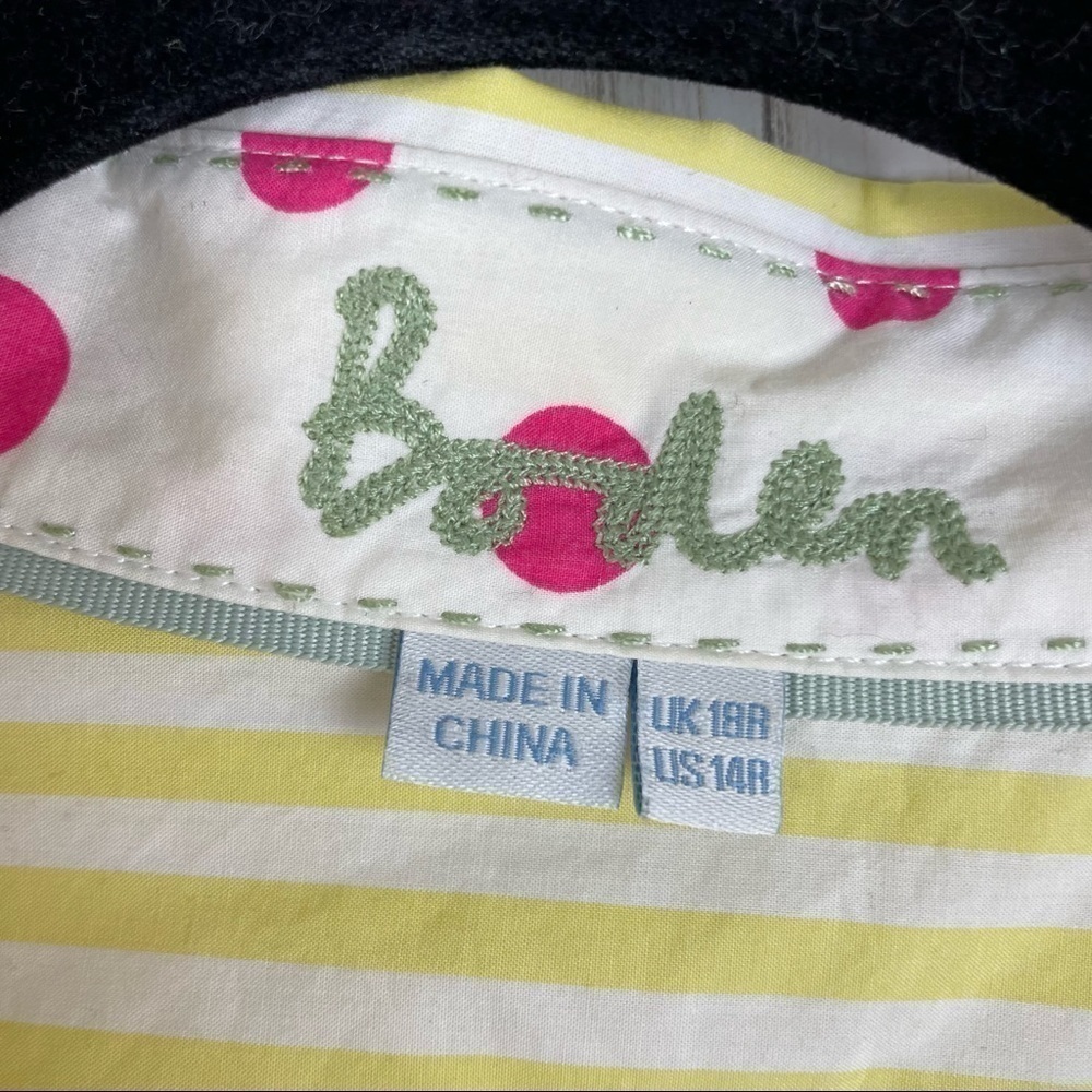 Boden Anthropologie yellow and white striped button down 14R - Picture 3 of 5